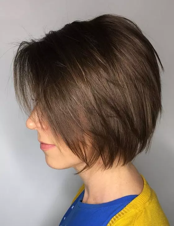 Short bob and mixed wispy bangs